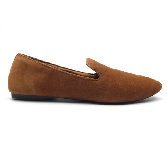 BIRDIES Starling Flat Chestnut Suede Smoking Slipper Old Money Quiet Luxury Boho - Picture 3 of 10